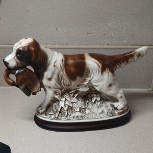 Vintage M.Takai ceramic porcelain spaniel duck hunting figurine